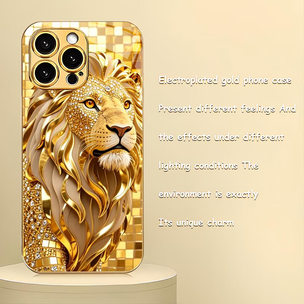 Phone Accessories Wholesale - Majestic Golden Lion Metallic Glass Phone